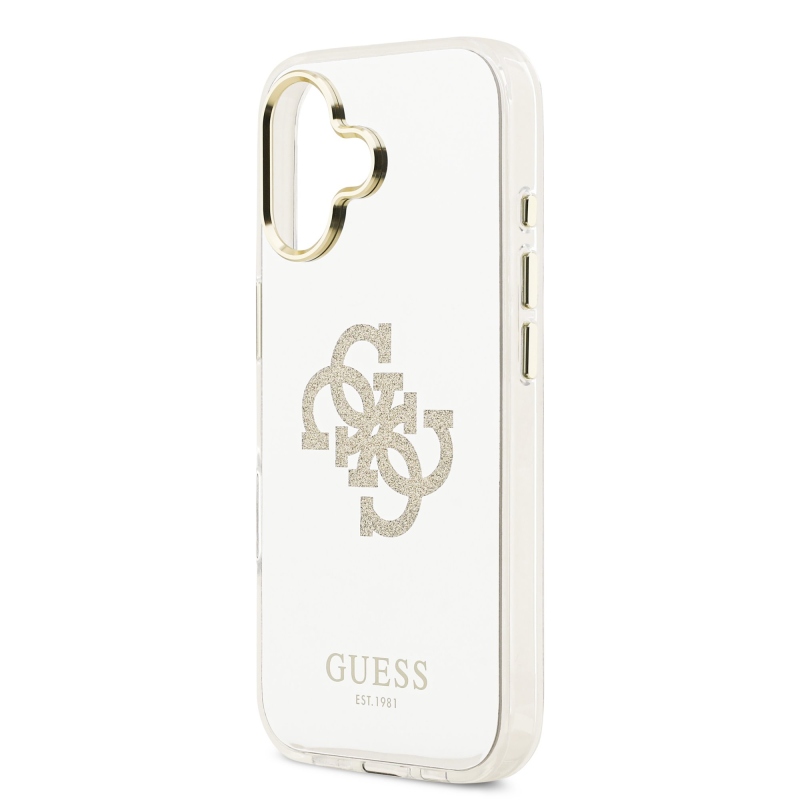 Guess PC/TPU Mirror 4G Glitter Logo MagSafe Zadní Kryt pro iPhone 17 Gold