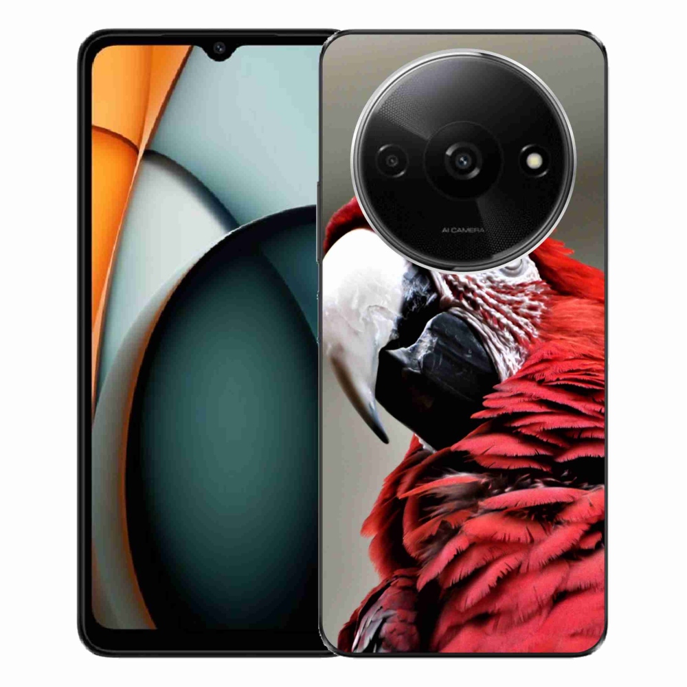 Gelový obal mmCase na Xiaomi Redmi A3 - papoušek ara červený