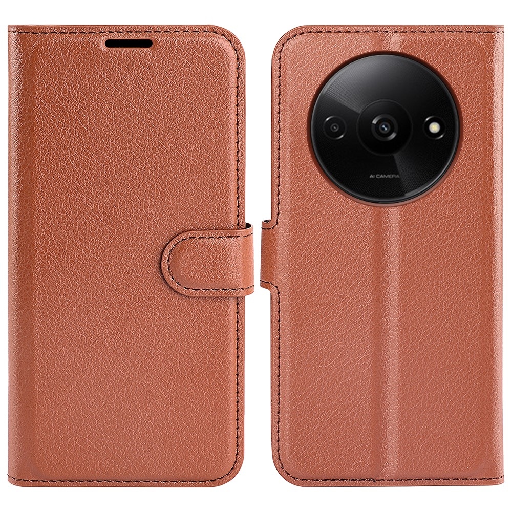 Litchi knížkové pouzdro na Xiaomi Redmi A3 - hnědé