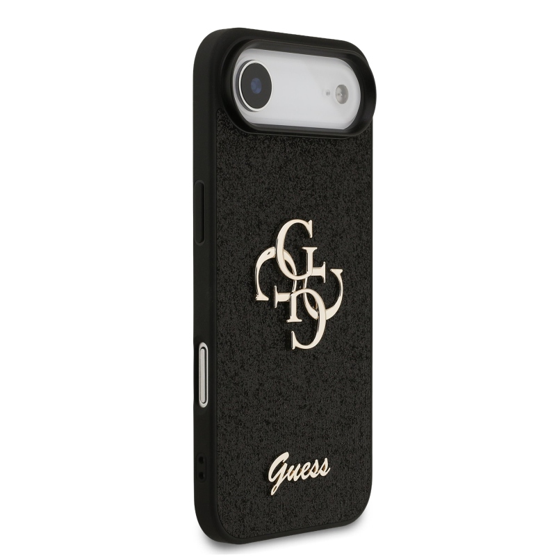 Guess PU Fixed Glitter 4G Metal Logo Zadní Kryt pro iPhone Air Black