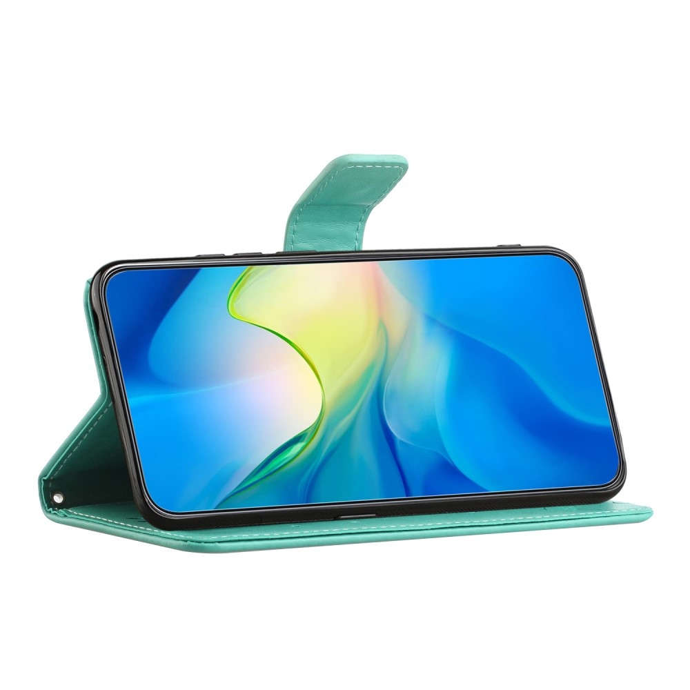 Flower knížkové pouzdro na Samsung Galaxy A35 5G - modrozelené