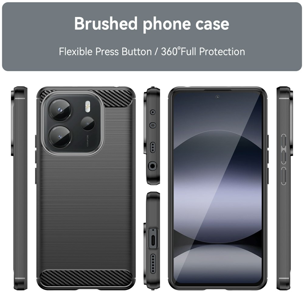 Carbon odolný gelový obal na Xiaomi Redmi Note 14 - černý