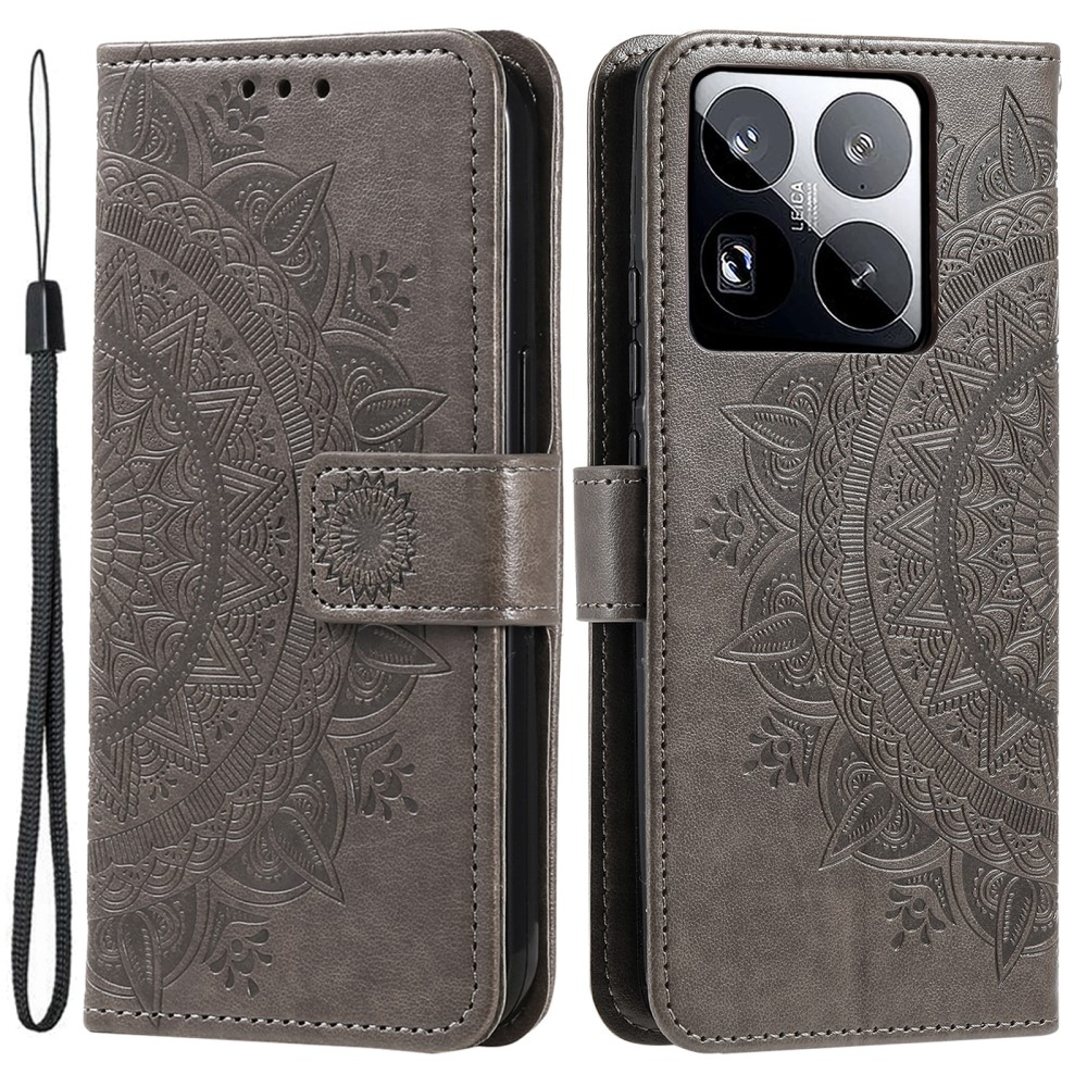 Mandala knížkové pouzdro na Xiaomi 15 Pro - šedé