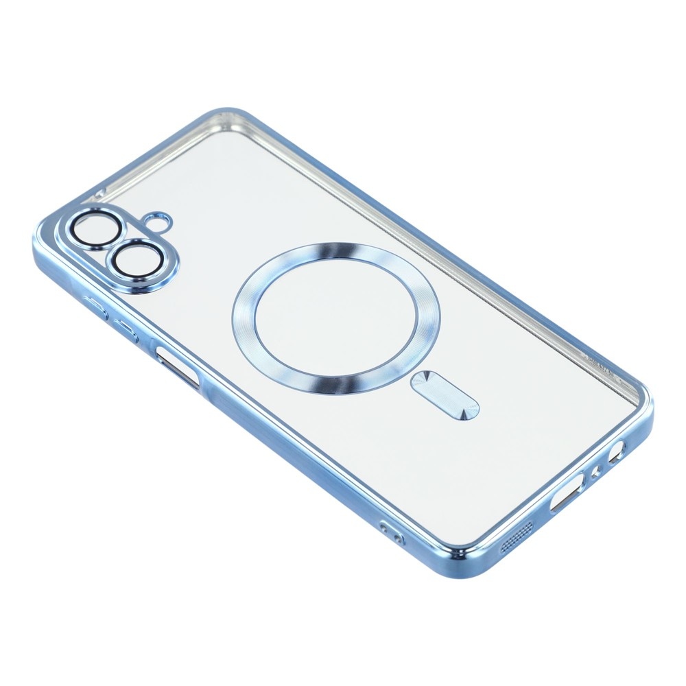 Clear obal s ochranou fotoaparátu a podporou MagSafe na Samsung Galaxy A07 4G - modrý