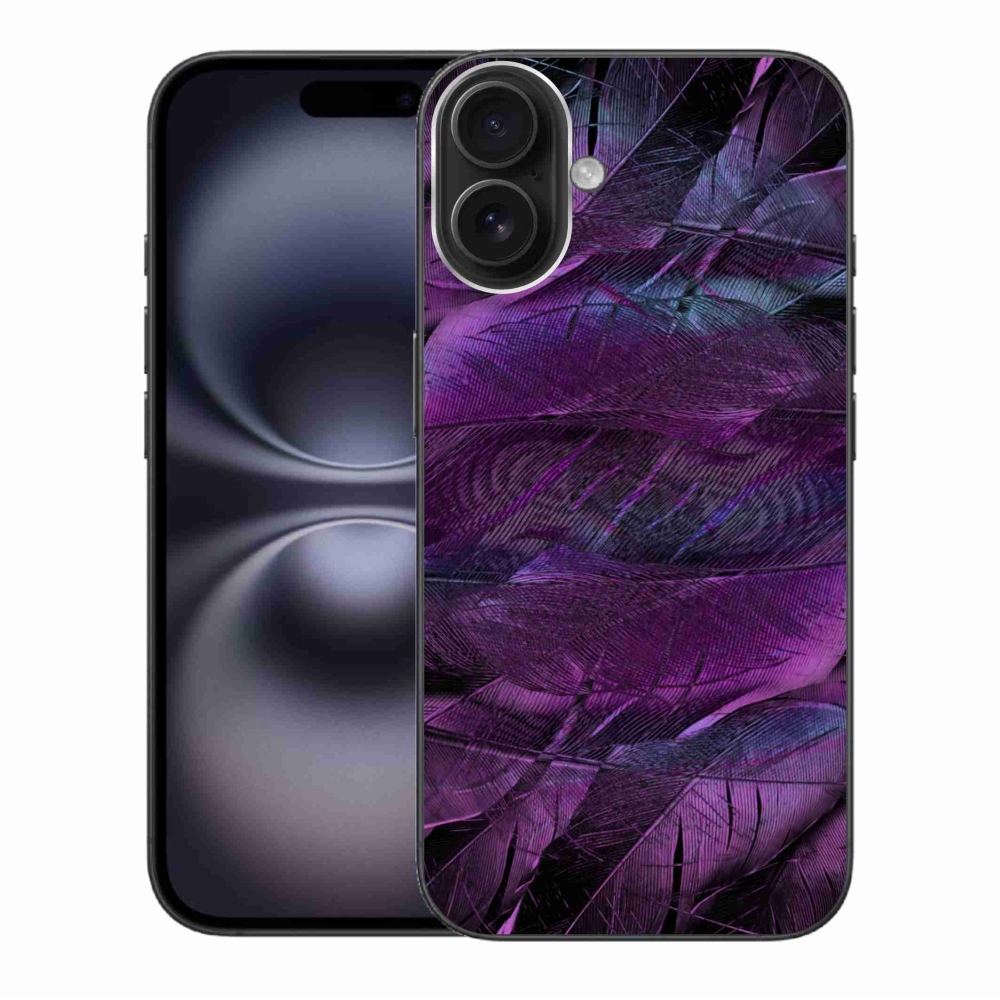 Gelový kryt mmCase na iPhone 16 Plus - fialová pírka