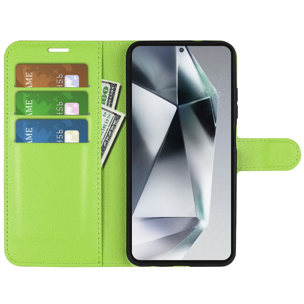 Litchi knížkové pouzdro na Samsung Galaxy S25 Ultra - zelené