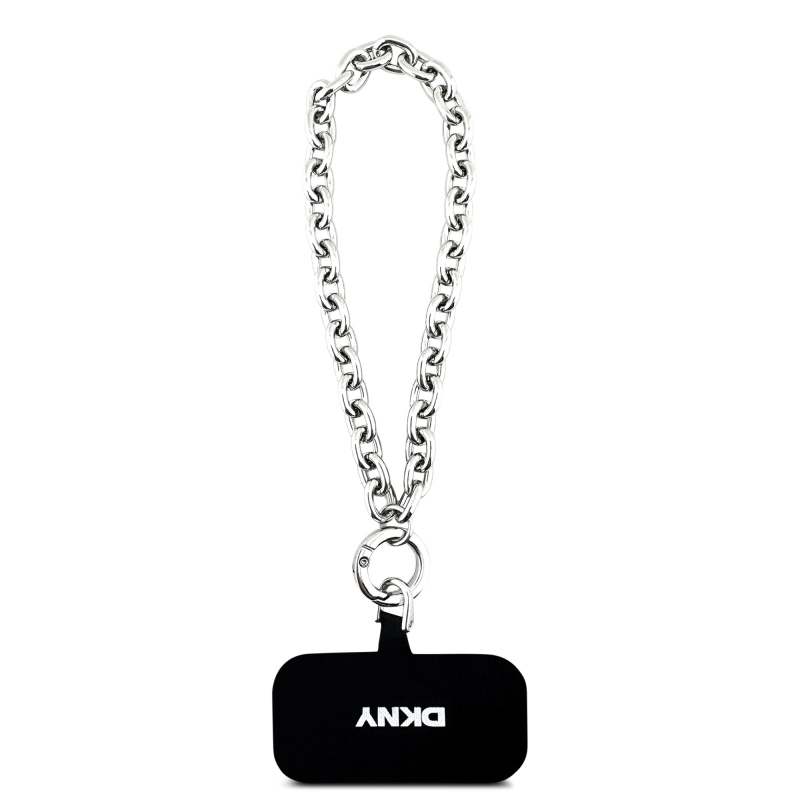 DKNY PU Leather Metal Logo Wrist Chain MagSafe Zadní Kryt pro iPhone 17 Pro Max Pink