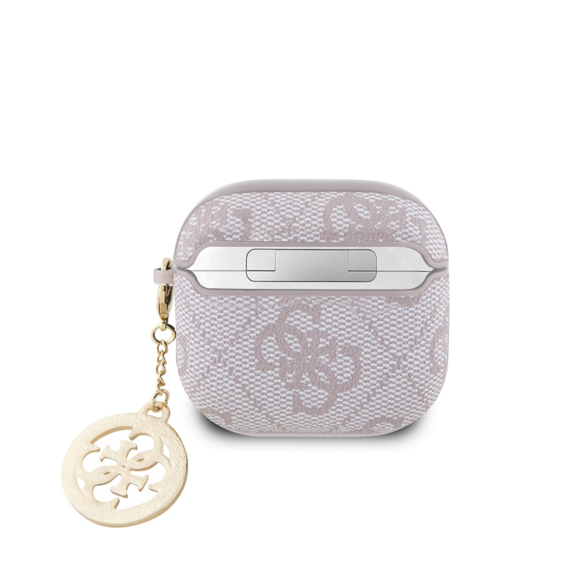 Guess 4G Script PC/PU Charm Pouzdro pro AirPods 4 Pink