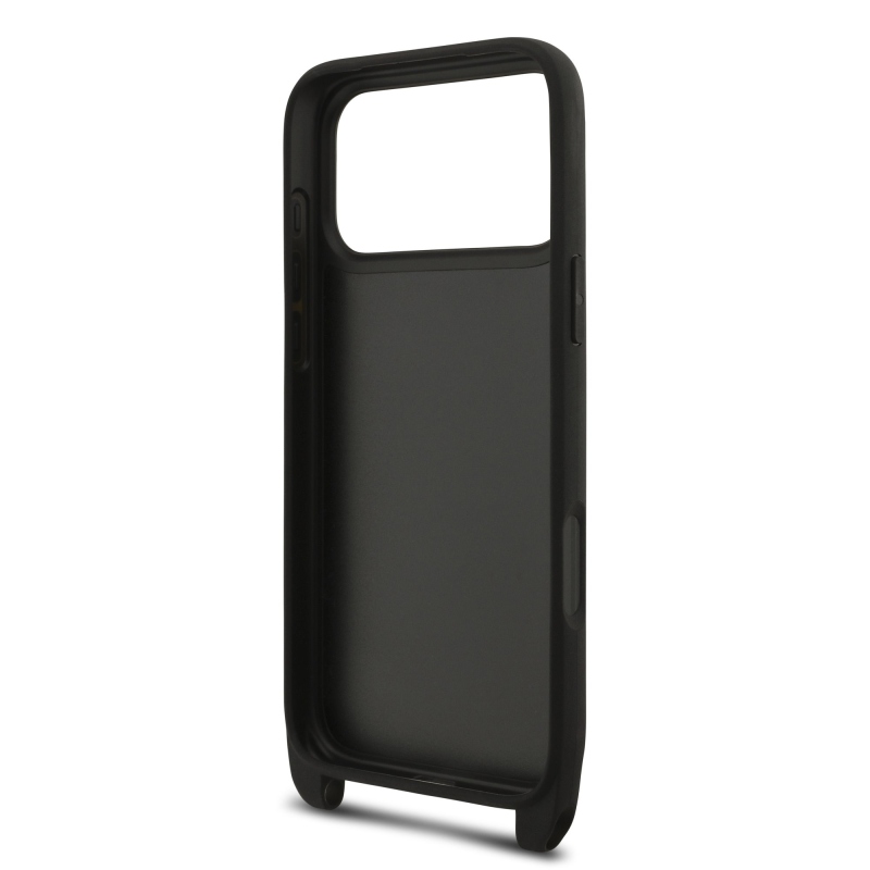 Karl Lagerfeld Saffiano Crossbody Popruh Metal Karl and Choupette Zadní Kryt pro iPhone 17 Pro Max Black