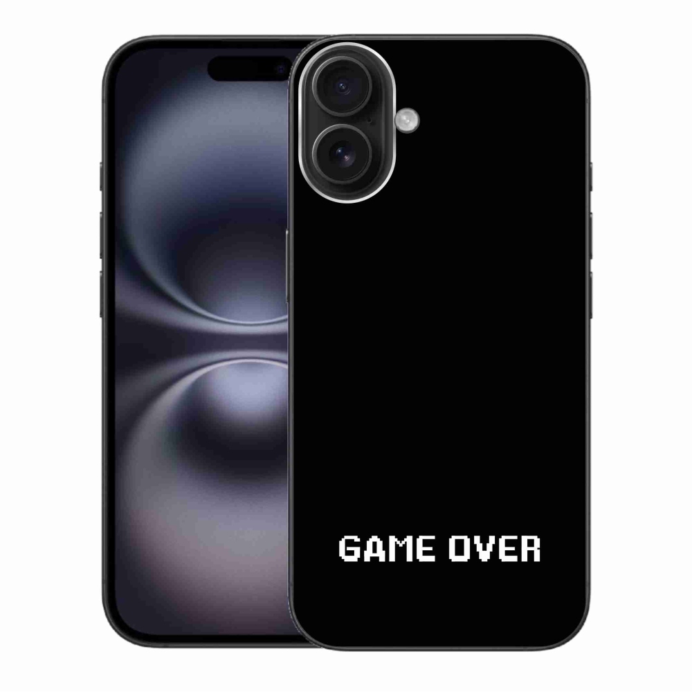 Gelový kryt mmCase na iPhone 16 Plus - game over černé pozadí