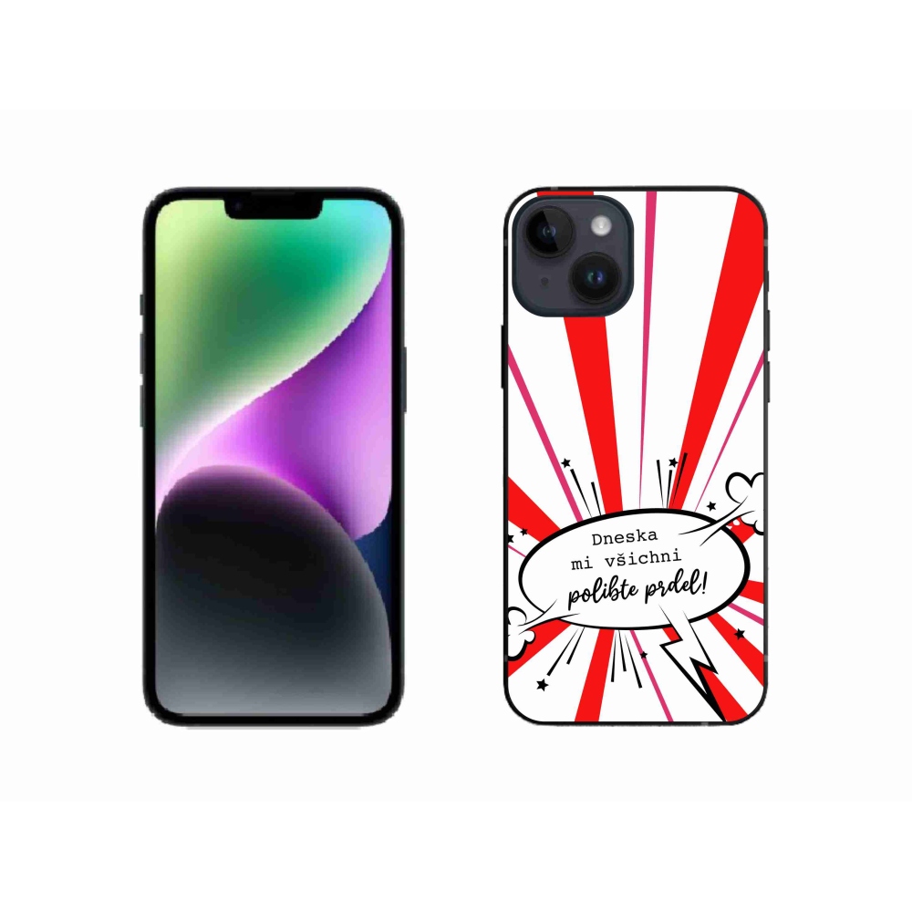 Gelový kryt mmCase na iPhone 14 - vtipný text 15 bílé pozadí