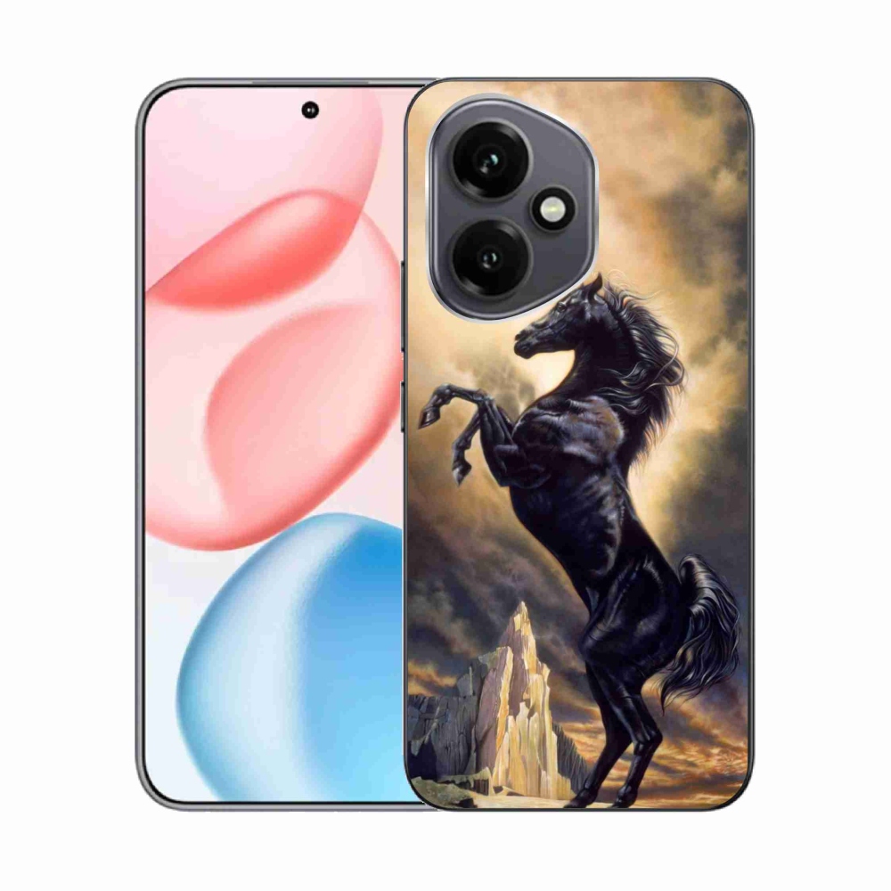 Gelový kryt mmCase na Honor 400 - černý kreslený kůň
