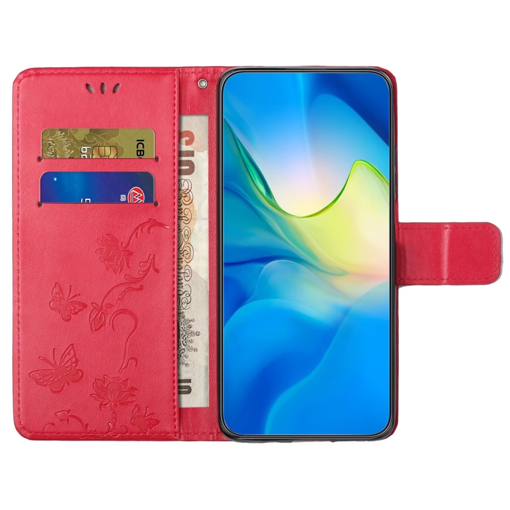 Flower knížkové pouzdro na iPhone 16 Pro - červené