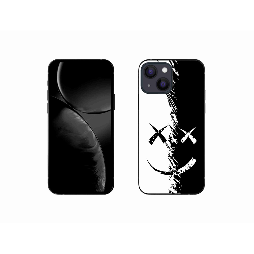 Gelový kryt mmCase na iPhone 13 mini 5.4 - černobílý smajlík
