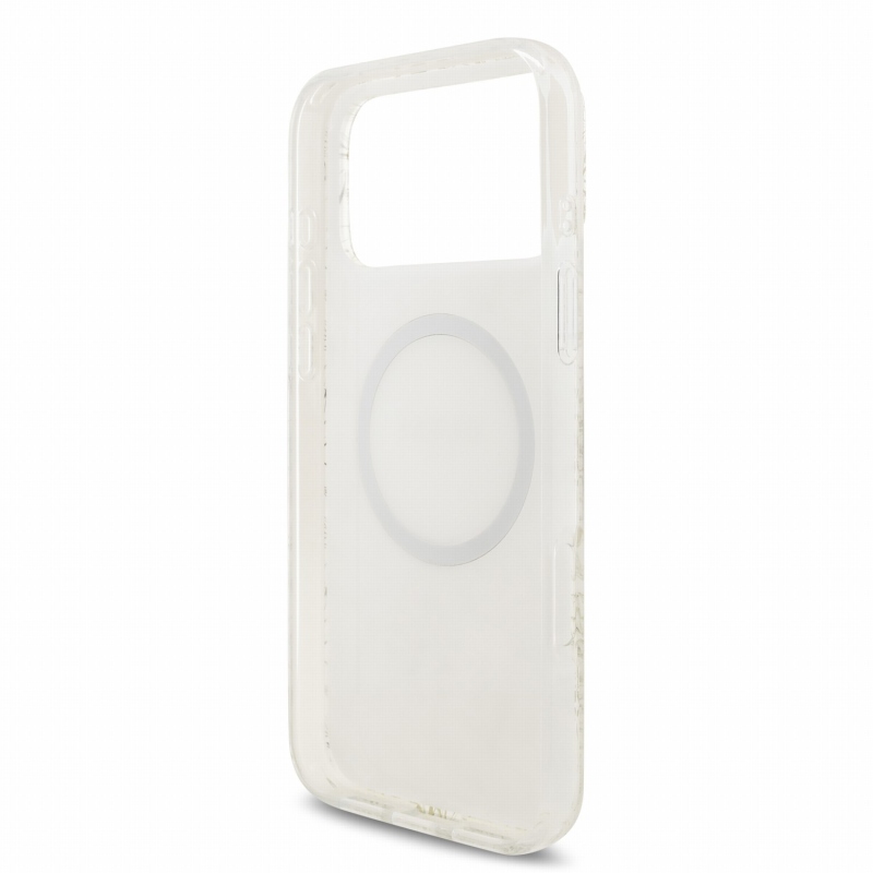 Guess IML Flowers Allover Strap MagSafe Zadní Kryt pro iPhone 18 Pro Max White