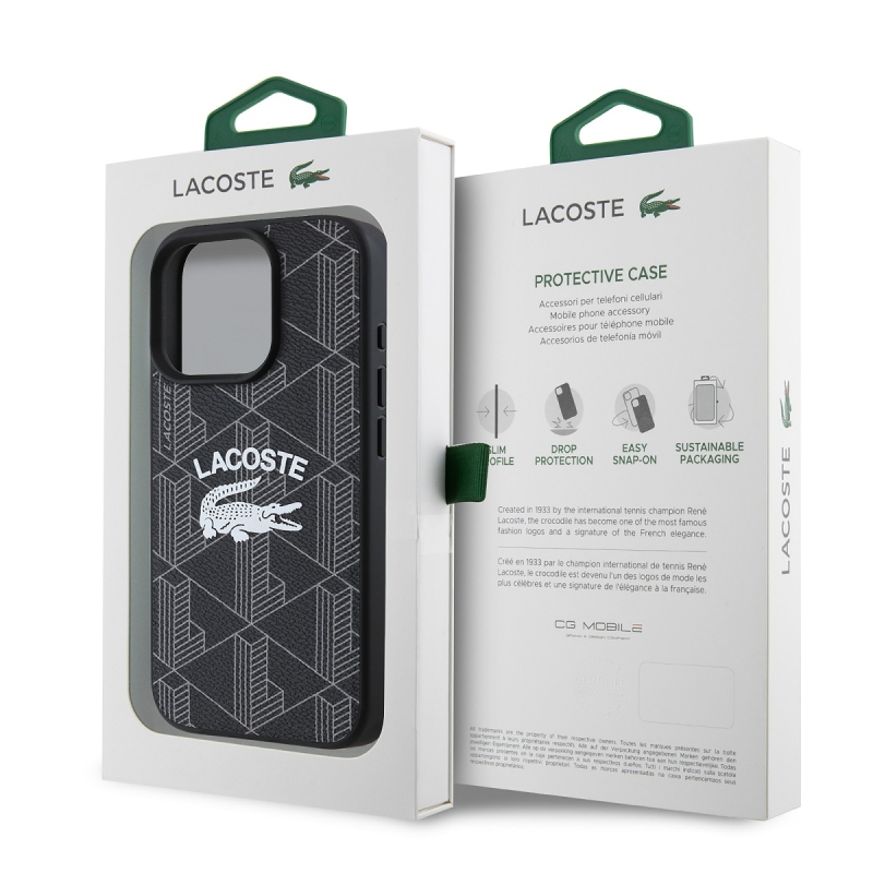 Lacoste Blend Monogram MagSafe Zadní Kryt pro iPhone 16 Pro Black