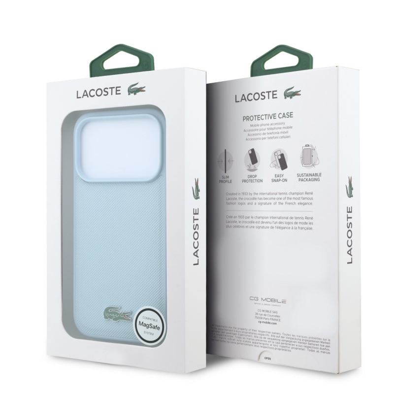 Lacoste PVC Iconic Petit Pique Metal Logo MagSafe Zadní Kryt pro iPhone 18 Pro Max Blue