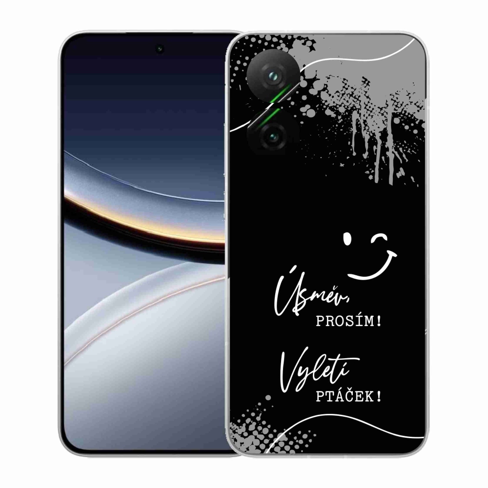 Gelový kryt mmCase na Xiaomi Poco F7 5G - vtipný text 4 černé pozadí