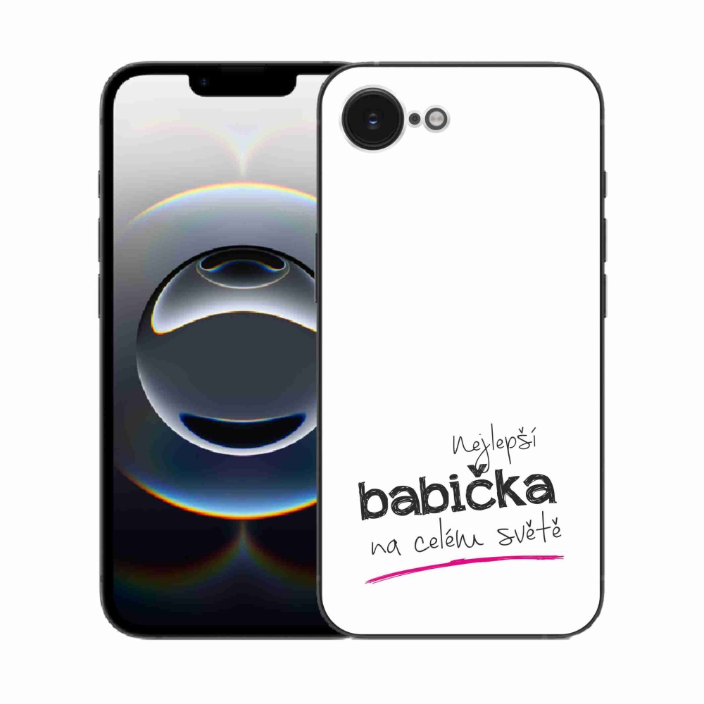 Gelový kryt mmCase na iPhone 16e - nejlepší babička 4 bílé pozadí