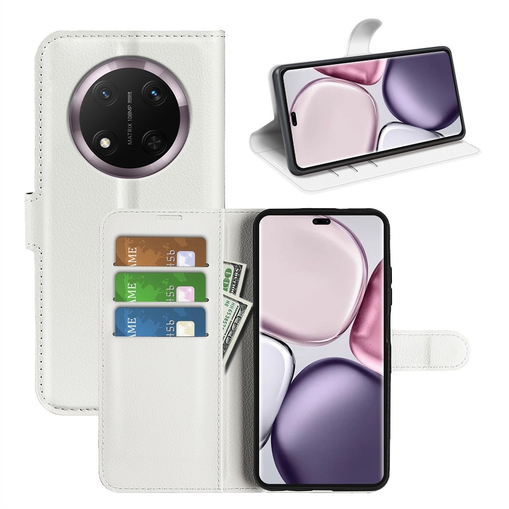 Litchi knížkové pouzdro na Honor Magic 7 Lite 5G - bílé