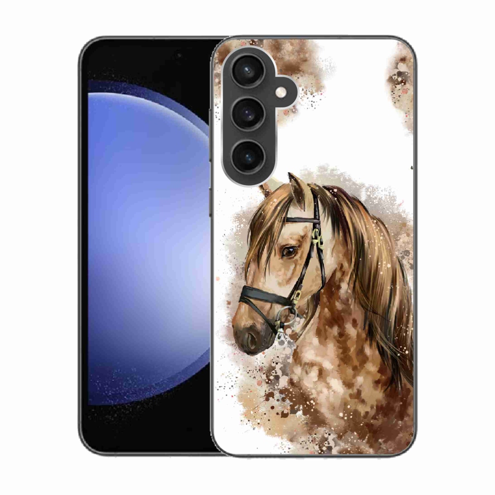 Gelový kryt mmCase na Samsung Galaxy S23 FE - hnědý kreslený kůň