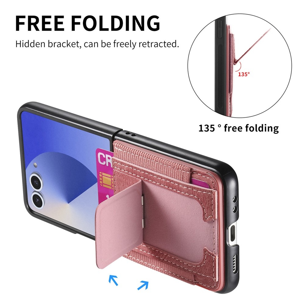 Luxurious plastový kryt s umělou kůží na Samsung Galaxy Z Flip7 5G - růžový
