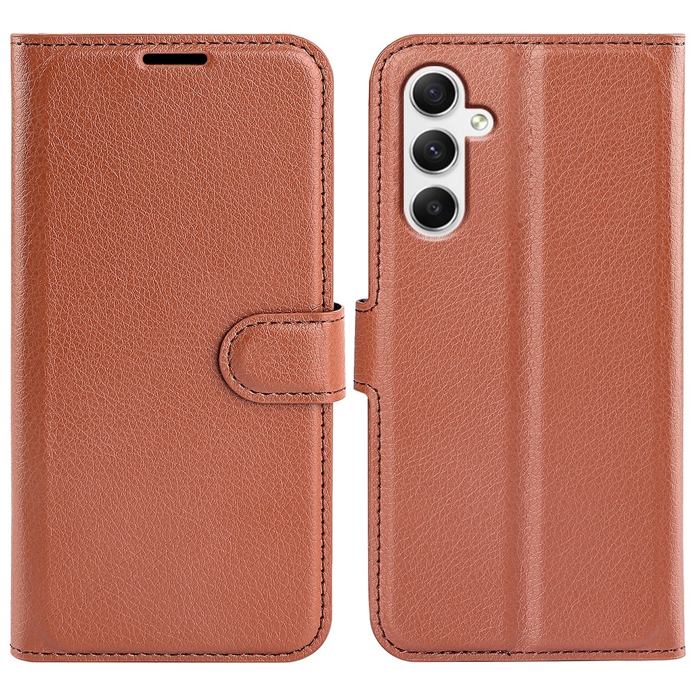 Litchi knížkové pouzdro na Samsung Galaxy A35 5G - hnědé