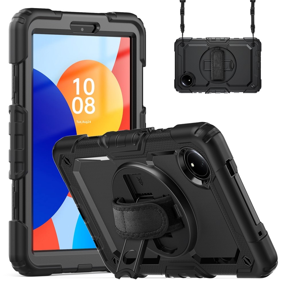Strap odolný kryt s držákem na ruku a ramenním popruhem na Xiaomi Redmi Pad SE 8.7 - černý