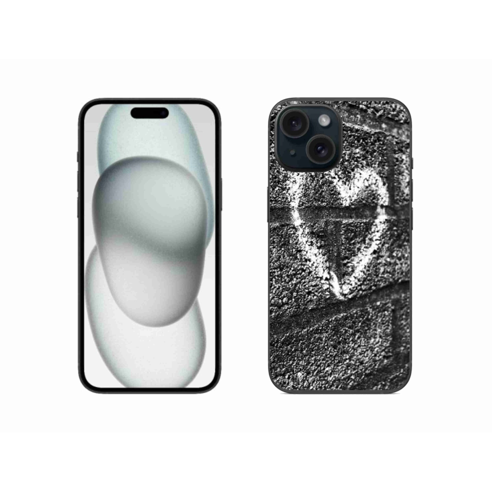 Gelový kryt mmCase na iPhone 15 - srdce na zdi