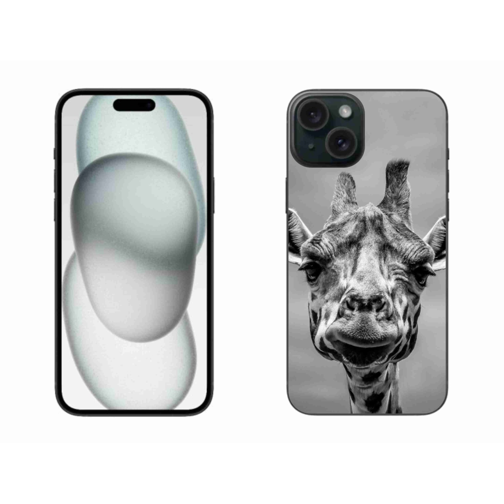 Gelový kryt mmCase na iPhone 15 Plus - černobílá žirafa