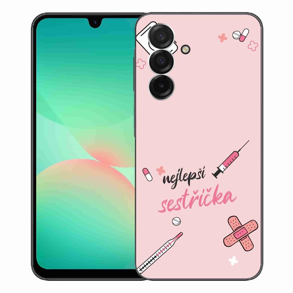 Gelový kryt mmCase na Samsung Galaxy A26 5G - nejlepší sestřička růžové pozadí