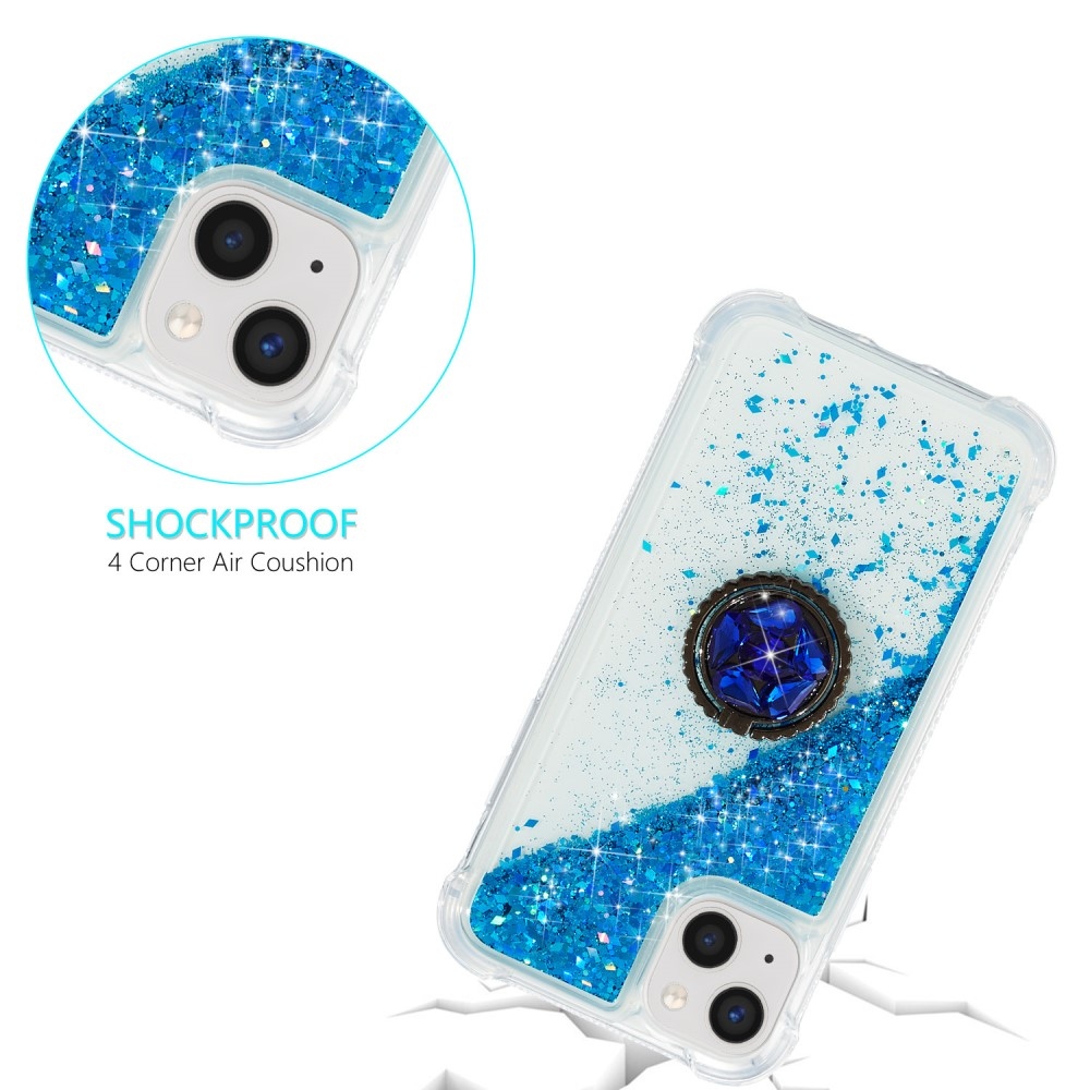 Glitter přesýpací gelový obal na iPhone 15 Plus - modrý
