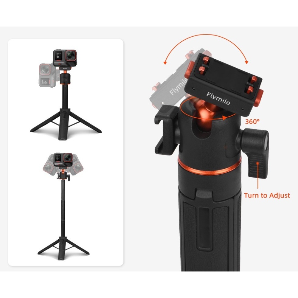 FLYMILE magnetická selfie tyč se stativem pro Insta360 Ace Pro, X5 a X3