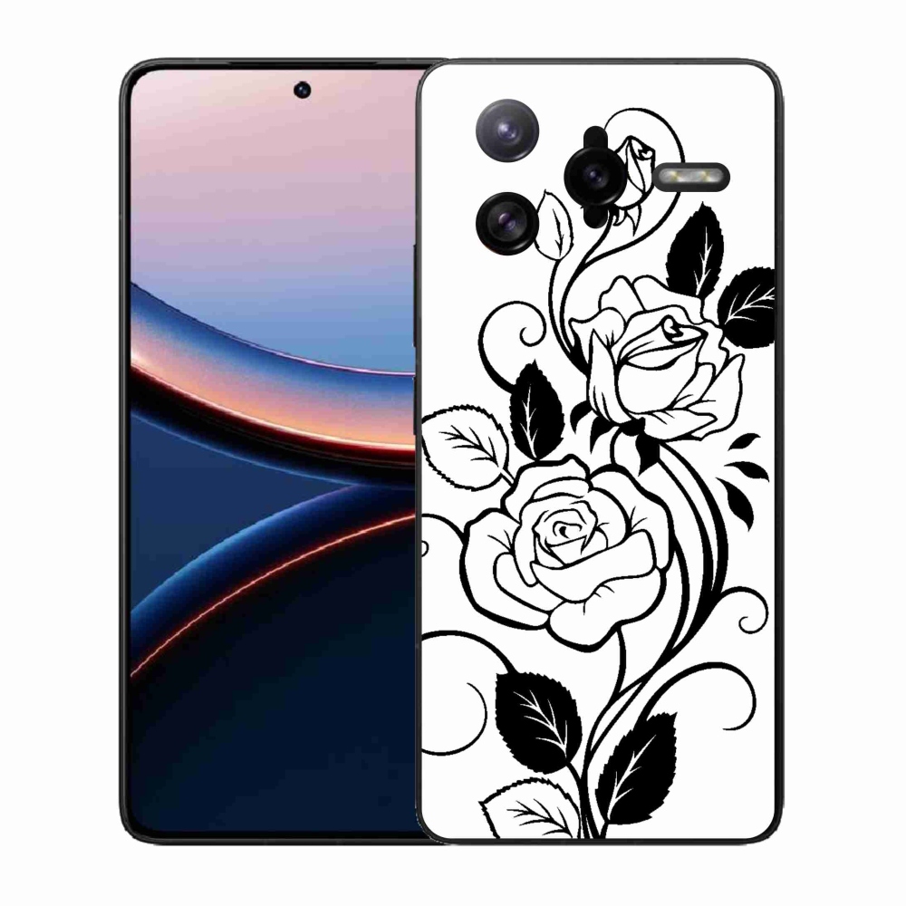 Gelový kryt mmCase na Xiaomi Poco F7 Ultra - černobílá růže