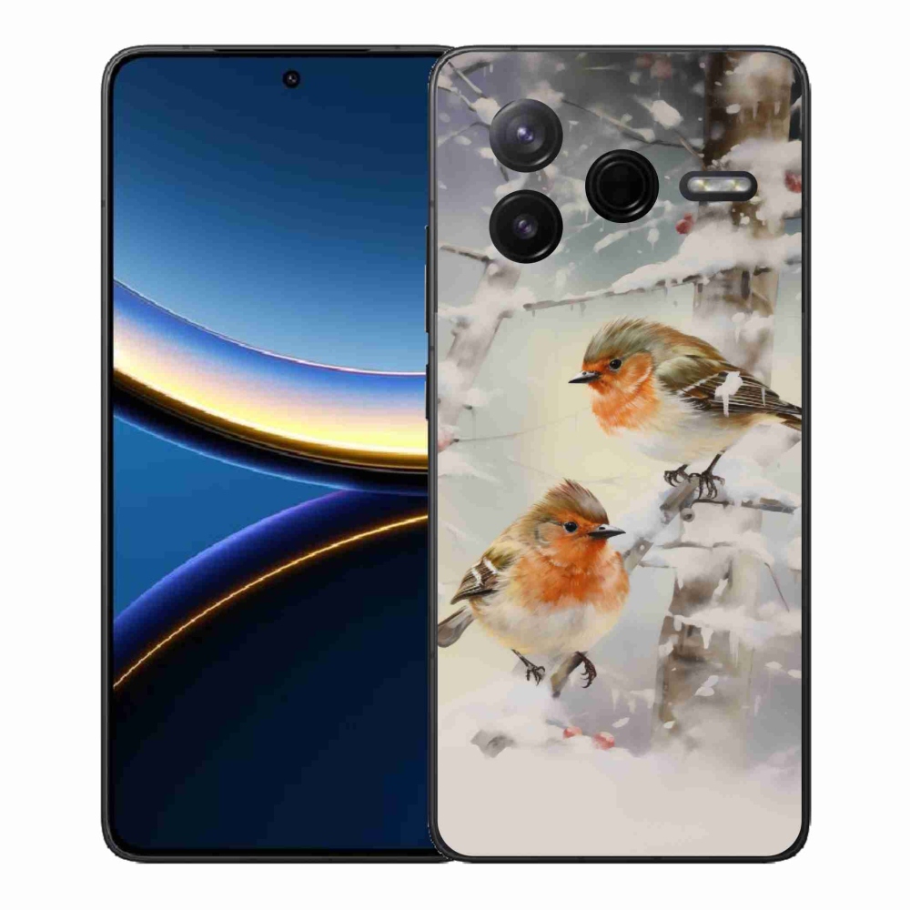 Gelový kryt mmCase na Xiaomi Poco F7 Pro - ptáčci v zimě