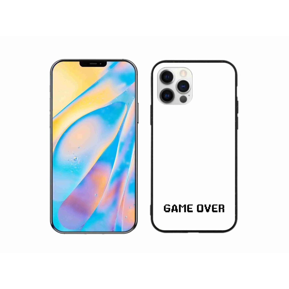 Gelový kryt mmCase na iPhone 12 Pro - game over bílé pozadí