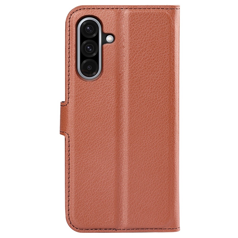 Litchi knížkové pouzdro na Samsung Galaxy A36 5G - hnědé