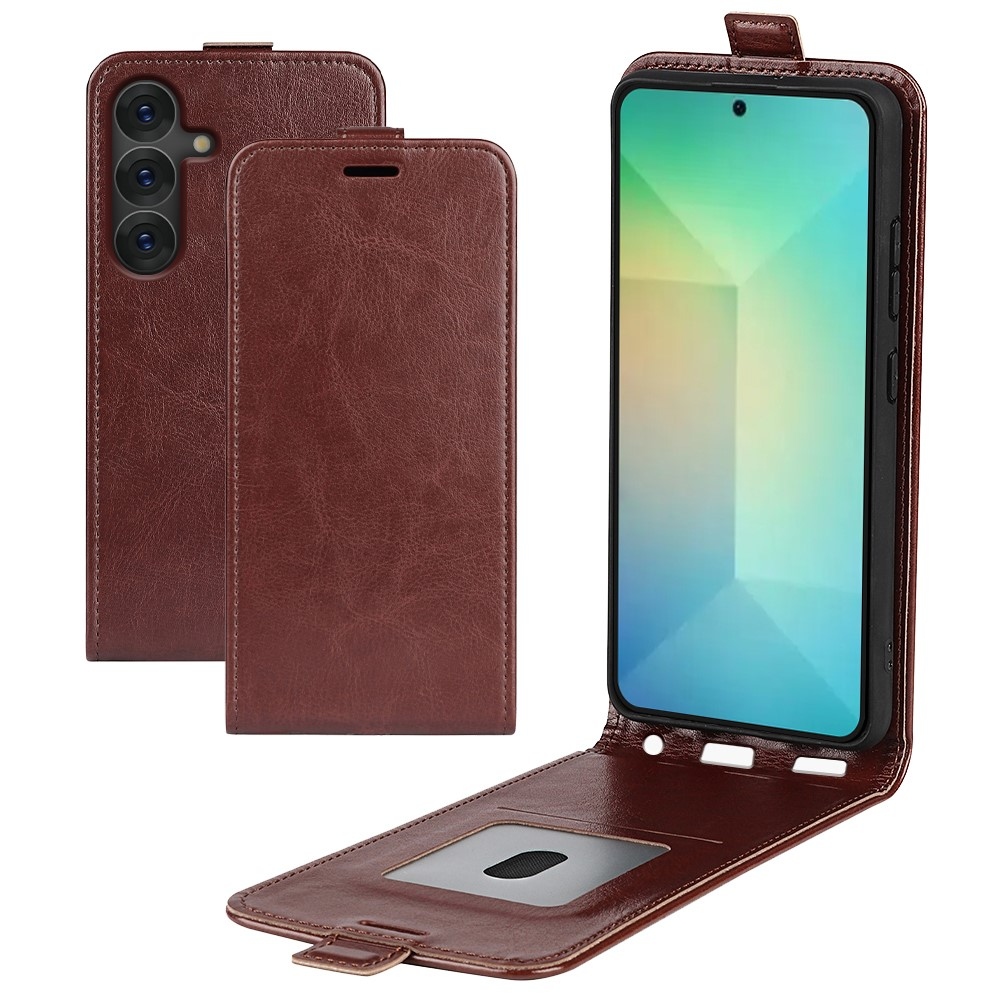 Vertical knížkové pouzdro na Samsung Galaxy S25 - hnědé