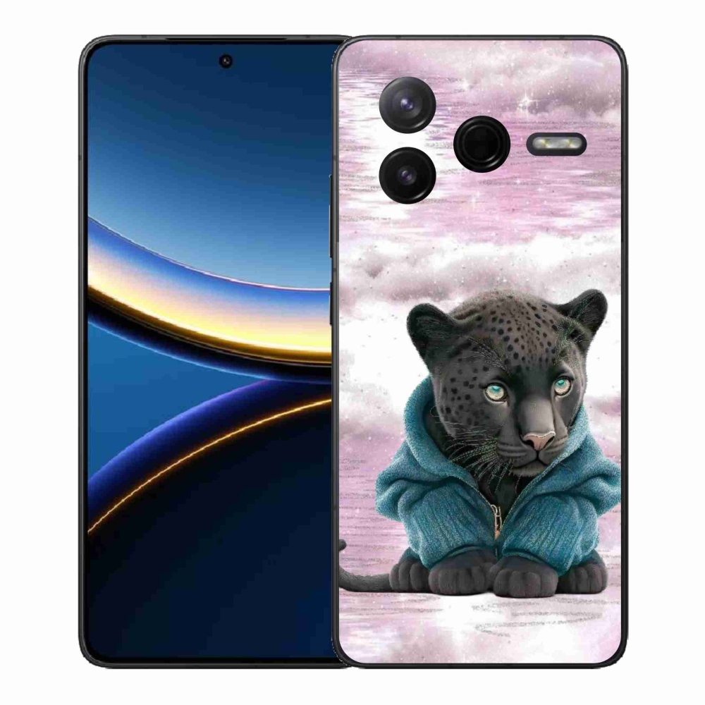 Gelový kryt mmCase na Xiaomi Poco F7 Pro - černý panter ve svetru