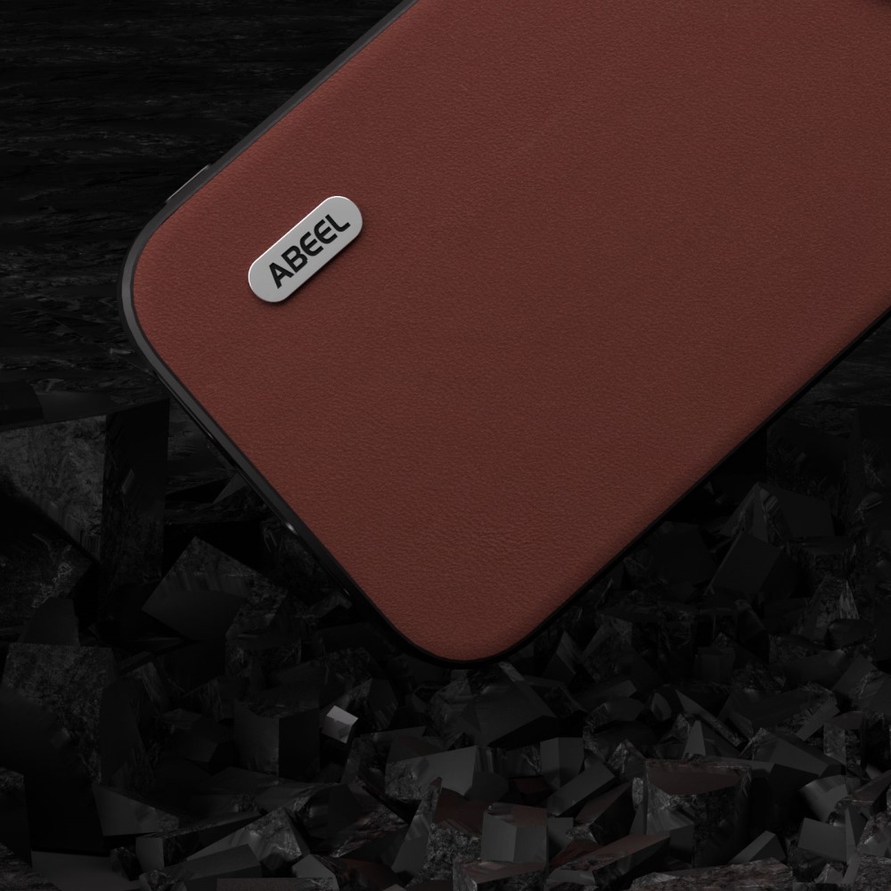 ABEEL gelový obal s pevnými zády na iPhone 15 Pro Max - kávový