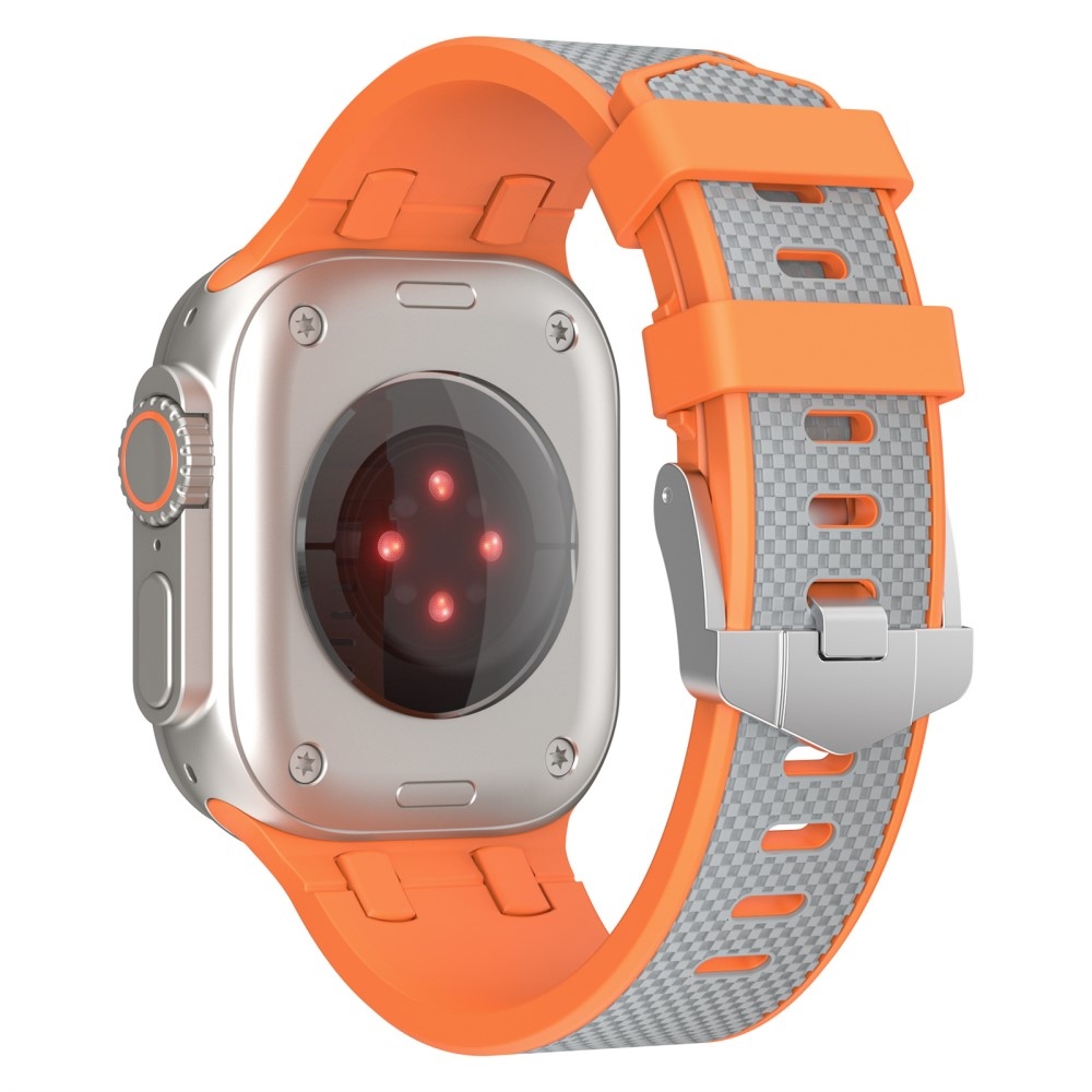 Sports silikonový řemínek na Apple Watch Ultra/Ultra 2 49mm/SE/SE 2022/2023 44mm/9/8/7 45mm/6/5/4 44mm/3/2/1 42 mm - oranžový/šedý