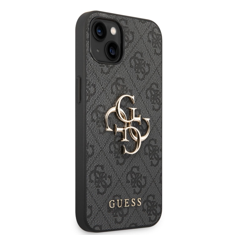 Guess PU 4G Metal Logo Zadní Kryt pro iPhone 14 Grey