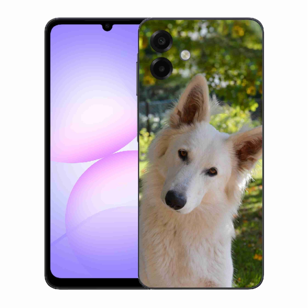 Gelový kryt mmCase na Samsung Galaxy A07 4G - bílý švýcarský ovčák 1