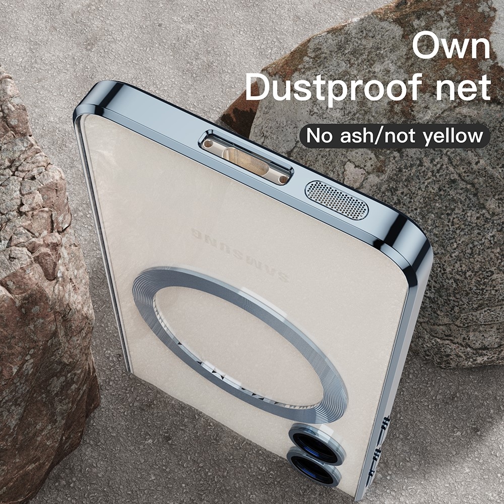 Clear obal s ochranou fotoaparátu a podporou MagSafe na Samsung Galaxy S23+ - modrý