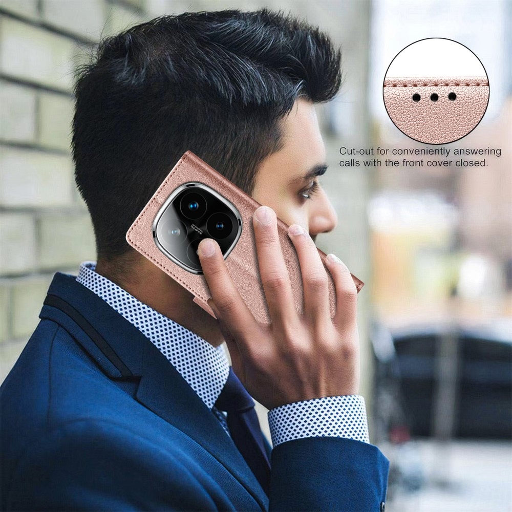 BINFEN knížkové pouzdro na Xiaomi Redmi Note 14 Pro 5G/Poco X7 5G/Note 14 Pro+ 5G - růžovozlaté