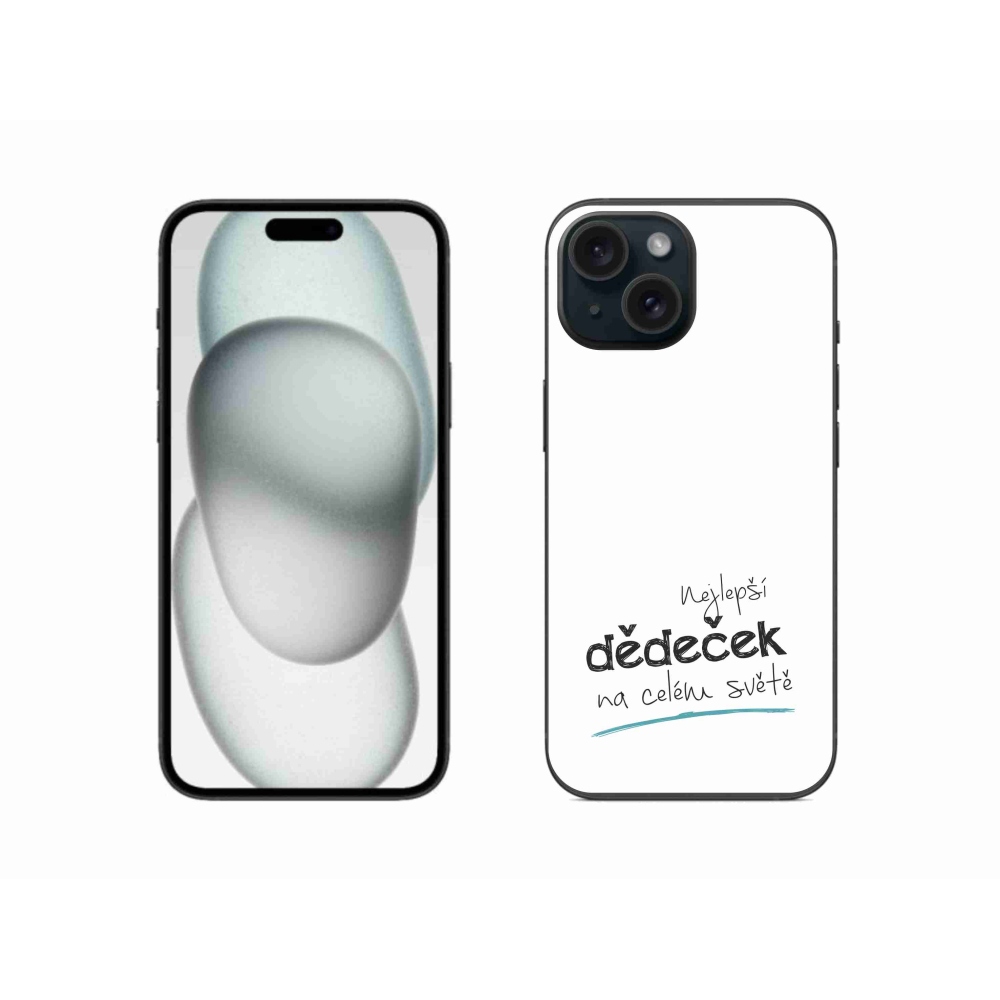 Gelový kryt mmCase na iPhone 15 - nejlepší dědeček 3 bílé pozadí