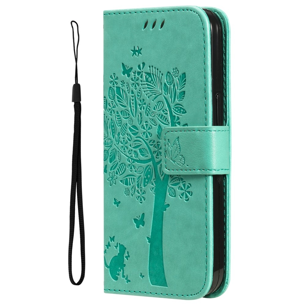 Tree knížkové pouzdro na Realme GT 6 5G/GT 6T 5G - modrozelené
