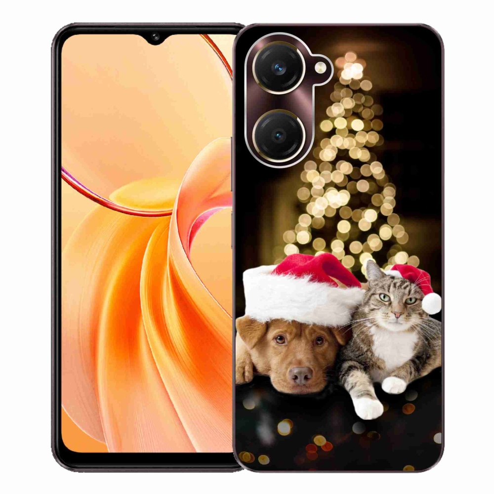 Gelový kryt mmCase na Vivo Y28s 5G - vánoční pes a kočka
