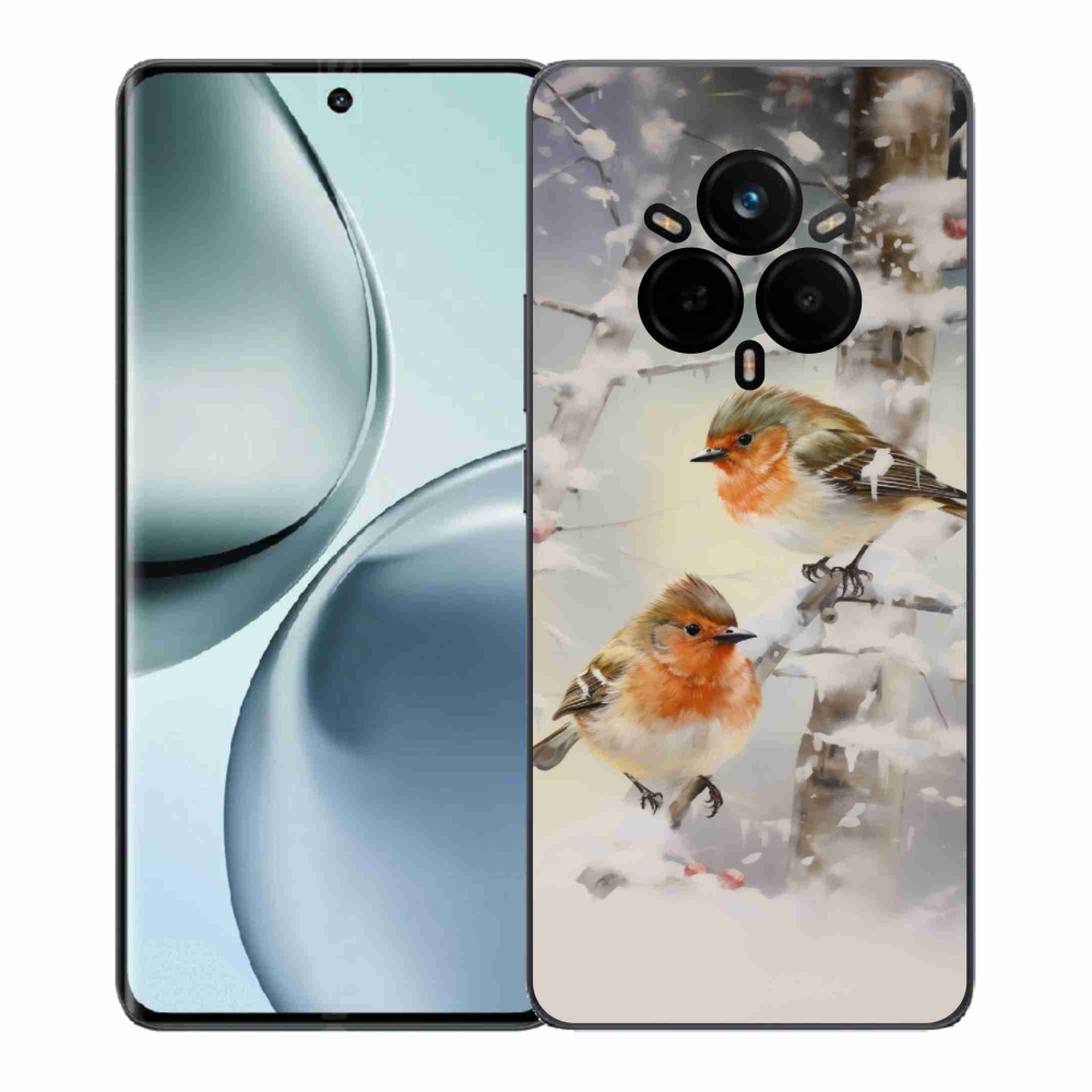 Gelový kryt mmCase na Realme 14 Pro+ 5G - ptáčci v zimě