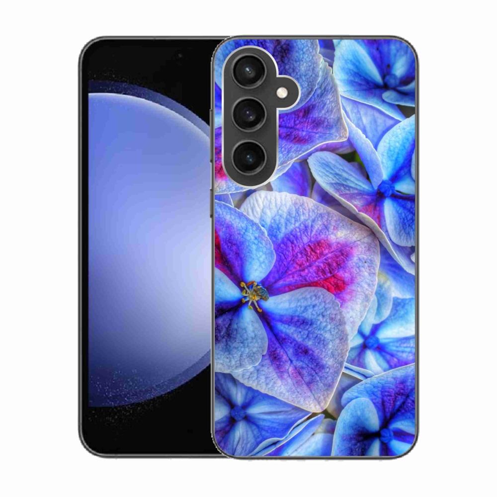 Gelový kryt mmCase na Samsung Galaxy S23 FE - modré květy 1